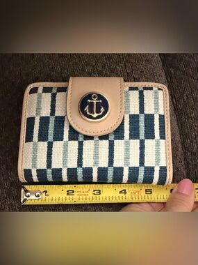 Spartina 449 Navy and Beige Anchor Canvas Wallet